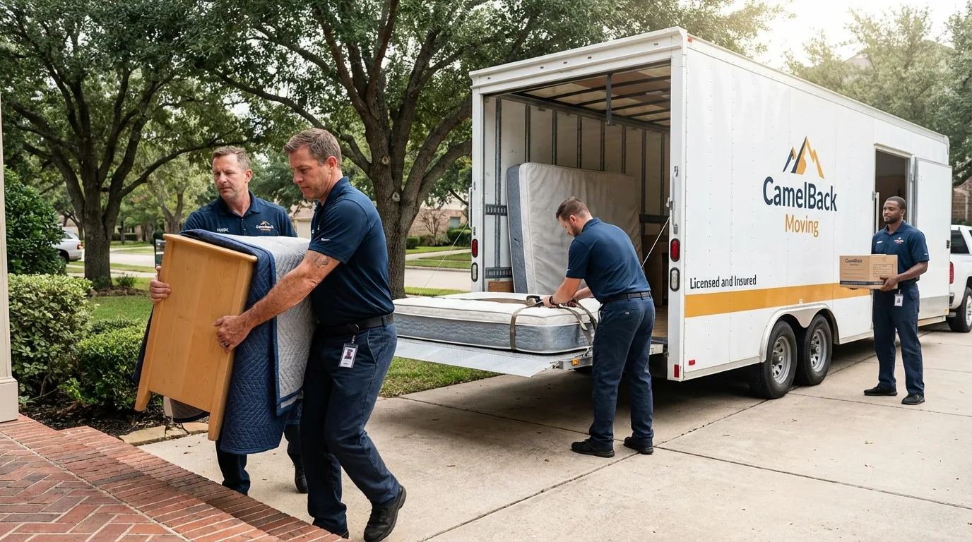 Crew loading residential truck for cross-state move from Waimea, HI