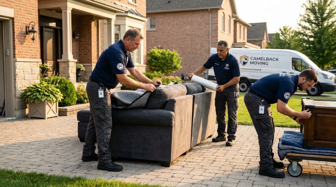 Large estate moving crew wrapping furniture in Waimea, HI